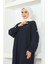 Bürümcük Kumaş Elbise Ferace 1023-02 Lacivert 4