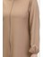 Kol Ucu Lastikli Fermuarlı Düz Ferace 1013-04 Bej 5