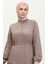 Yandan Bağlamalı Büzgülü Elbise 0363-03 Vizon 3