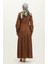 Yandan Bağlamalı Büzgülü Elbise 0363-04 Taba 5