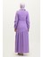 Yandan Bağlamalı Büzgülü Elbise 0363-01 Lila 5