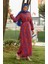 Desenli Kuşaklı Viskon Elbise 0439-04 Turuncu Lacivert 3