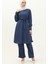 Kuşaklı Tunik Pantolon Ikili Takım 0690-11 Indigo 1