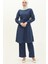 Kuşaklı Tunik Pantolon Ikili Takım 0690-11 Indigo 2