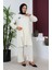 Büyük Beden Bürümcük Tunik Pantolon Ikili Takım 2608-03 Krem 1