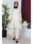 Büyük Beden Bürümcük Tunik Pantolon Ikili Takım 2608-03 Krem 2