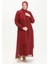 Büyük Beden Taş Baskılı Abiye Elbise 5066A-05 Bordo 2