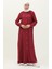 Çift Düğmeli Viskon Elbise 5110-05 Bordo 1