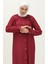 Çift Düğmeli Viskon Elbise 5110-05 Bordo 3