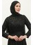 Dantelli Kuşaklı Abiye Elbise 5353A-19 Siyah 3