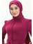 Düğme Detaylı Şifon Abiye Elbise 5695-13 Mor 4