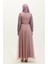 Dantelli Kuşaklı Abiye Elbise 5353A-21 Lila Mor 5