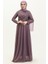 Simli Abiye Elbise 5397-20 Koyu Lila 1