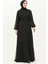 Pileli Şifon Abiye Elbise 5502-02 Siyah 1