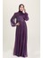 Simli Abiye Elbise 5541-12 Mor 2