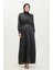 Katmerli Saten Abiye Elbise 6001-02 Siyah 2