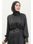 Katmerli Saten Abiye Elbise 6001-02 Siyah 3