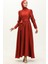 Kuplu Saten Abiye Elbise 6080-05 Bordo 2