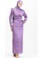 Pile Detaylı Saten Abiye Elbise 6374-03 Lila 1