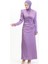Pile Detaylı Saten Abiye Elbise 6374-03 Lila 2