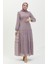 Büzgülü Abiye Elbise 5712-07 Lila 1