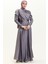 Önü Drapeli Saten Abiye Elbise 6059-06 Lila 1