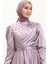 Incili Saten Abiye Elbise 5650-01 Lila 3