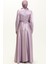 Incili Saten Abiye Elbise 5650-01 Lila 5