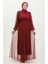 Incili Tül Abiye Elbise 6233-09 Bordo 1