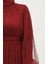 Incili Tül Abiye Elbise 6233-09 Bordo 4