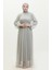 Incili Tül Abiye Elbise 6233-01 Açık Gri 1
