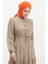 Viskon Küçük Çiçekli Elbise 0391-02 Vizon 5