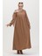 Kolu Fırfırlı Büzgülü Elbise 1011-01 Vizon 2
