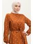 Berra Çapa Desen Pamuklu Viskon Elbise 0344-03 Taba 3