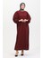 Kolu Büzgülü Elbise 1053-05 Bordo 2