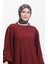 Kolu Büzgülü Elbise 1053-05 Bordo 3