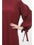 Kolu Büzgülü Elbise 1053-05 Bordo 4