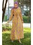Desenli Kuşaklı Viskon Elbise 0439-02 Sarı 2