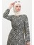 Renkli Viskon Elbise 0450-03 Siyah Krem 5