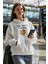 Haylaz Çiçek Baskılı Unisex 3 Iplik %100 Pamuk Kapüşonlu Sweatshirt Hoodie 2