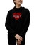 Follow Your Heart Unisex Siyah 3 Iplik Şardonlu %100 Pamuk Kapüşonlu Sweatshirt Hoodie 1