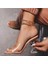 Kadın Nude Ten Bej 8cm Şeffaf Topuklu Küt Kare Burunlu Stiletto Ayakkabı Terlik 1
