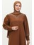 Taş Baskılı Elbise 0406-01 Kahverengi 4