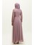 Dantelli Kuşaklı Abiye Elbise 5353A-15 Lila 5