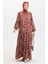 Desenli Viskon Elbise 0472-02 Kiremit 1