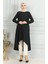Bürümcük Kumaş Asimetrik Kesim Tunik 1032-04 Siyah 1
