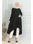Bürümcük Kumaş Asimetrik Kesim Tunik 1032-04 Siyah 3