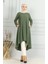 Bürümcük Kumaş Asimetrik Kesim Tunik 1032-05 Haki 1