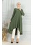 Bürümcük Kumaş Asimetrik Kesim Tunik 1032-05 Haki 3
