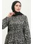 Renkli Viskon Elbise 0376-03 Siyah 4